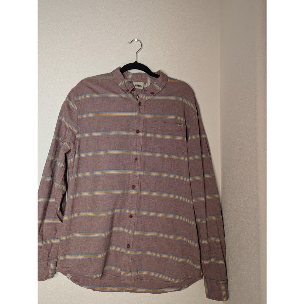 Vans Off The Wall Men's Long Sleeve Striped Button Up Sz L